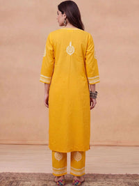 House of Chikankari Women Ethnic Motifs Embroidered Regular Chikankari Kurta with Trousers