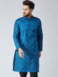 SOJANYA Men Blue Woven Design Straight Kurta