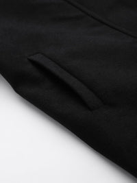 DressBerry Women Black Solid Faux Fur Collared Longline Overcoat