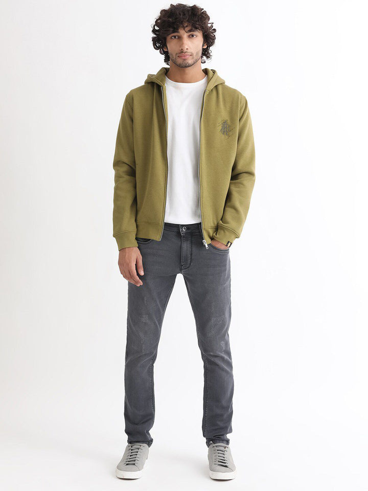 RARE RABBIT Men Scribble Graphic Print Hooded Sweatshirt