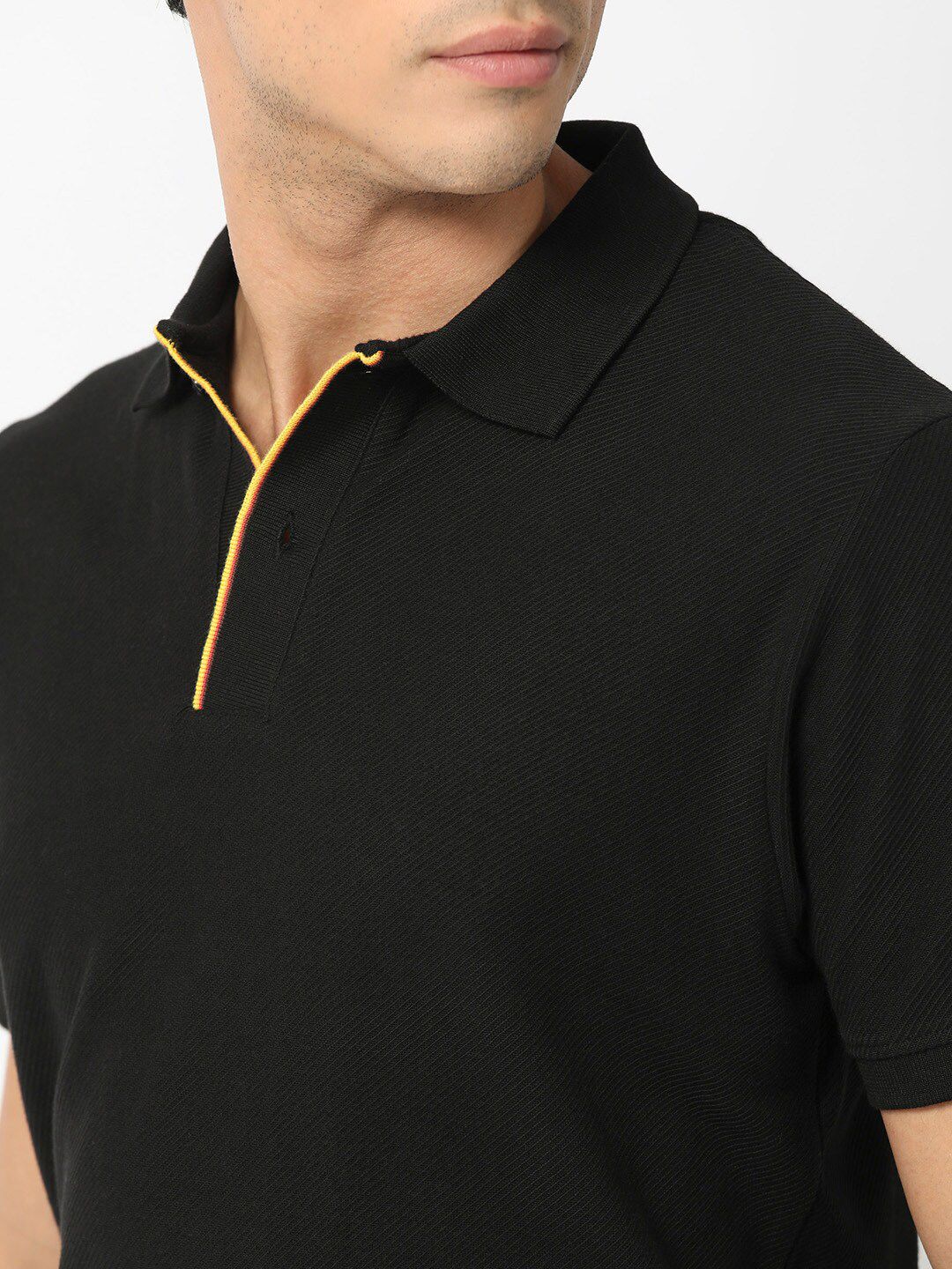 RARE RABBIT Men Rings-4 Slim Fit Solid Polo Collar T-Shirt