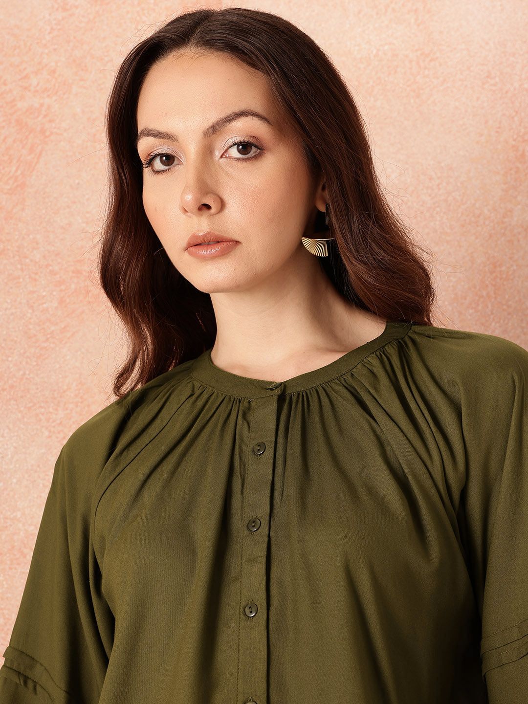 all about you Pin Tucks Raglan Sleeves Casual Shirt