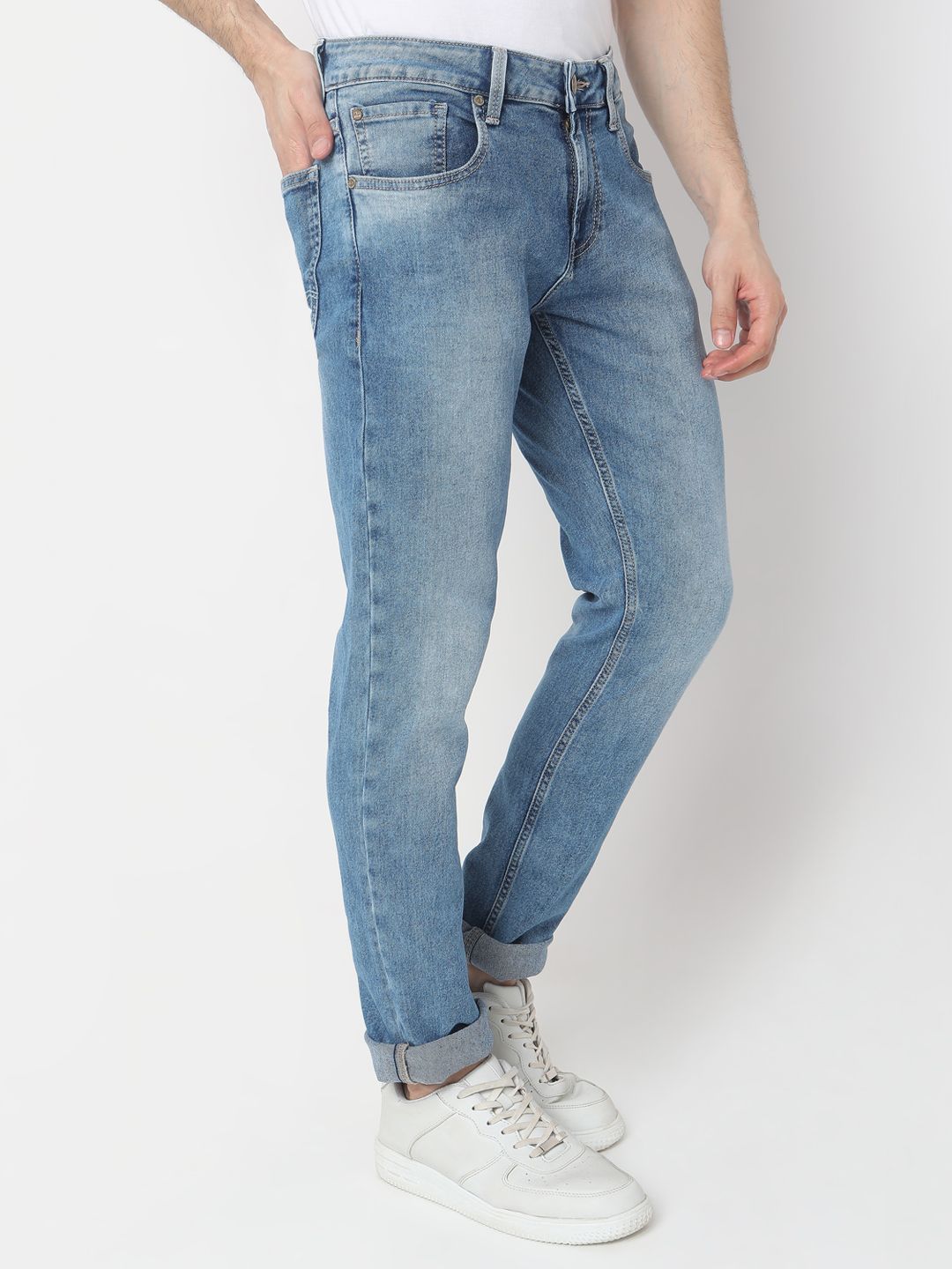SPYKAR Skinny Fit Low-Rise Heavy Fade Stretchable Jeans