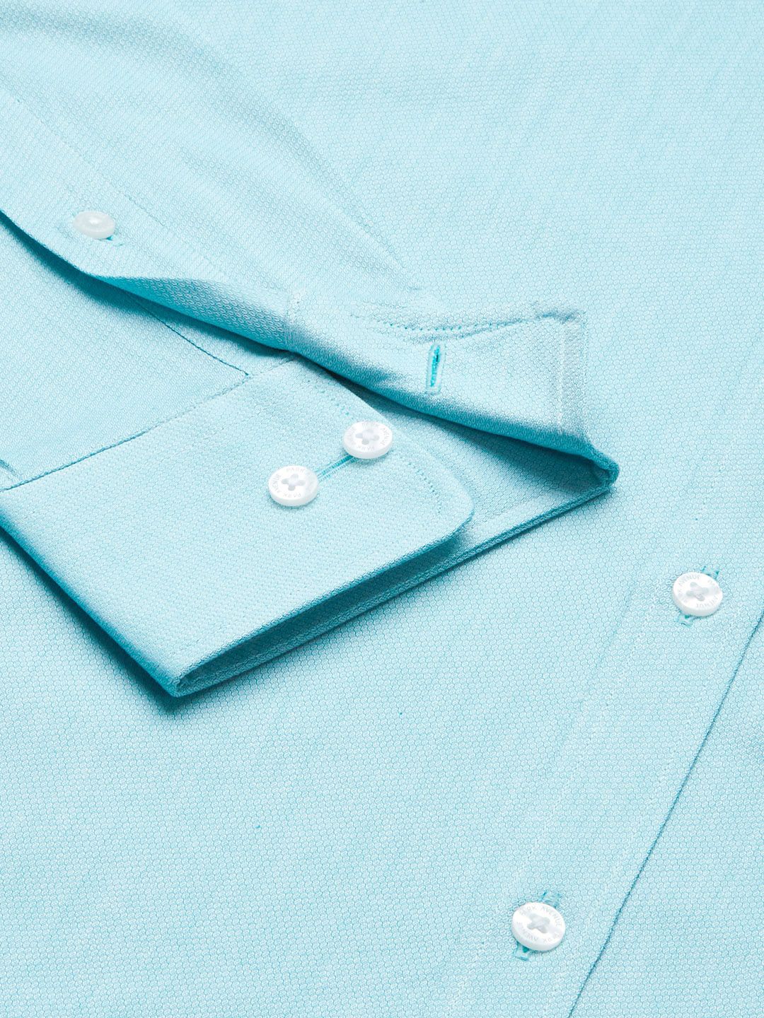 Park Avenue Men Turquoise Blue Solid Slim Fit Formal Shirt