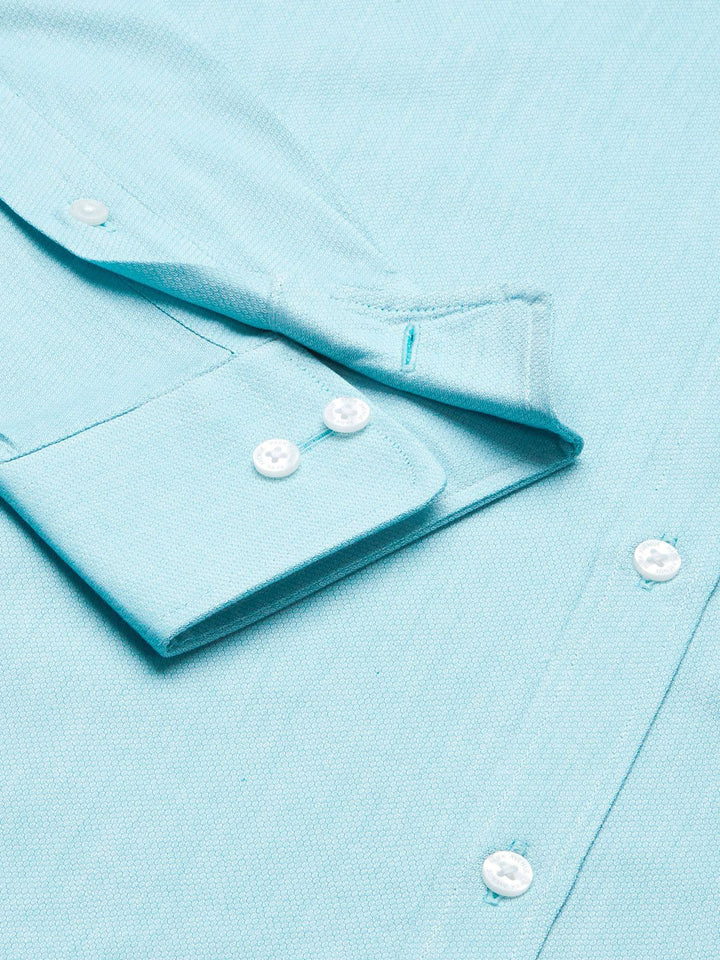 Park Avenue Men Turquoise Blue Solid Slim Fit Formal Shirt