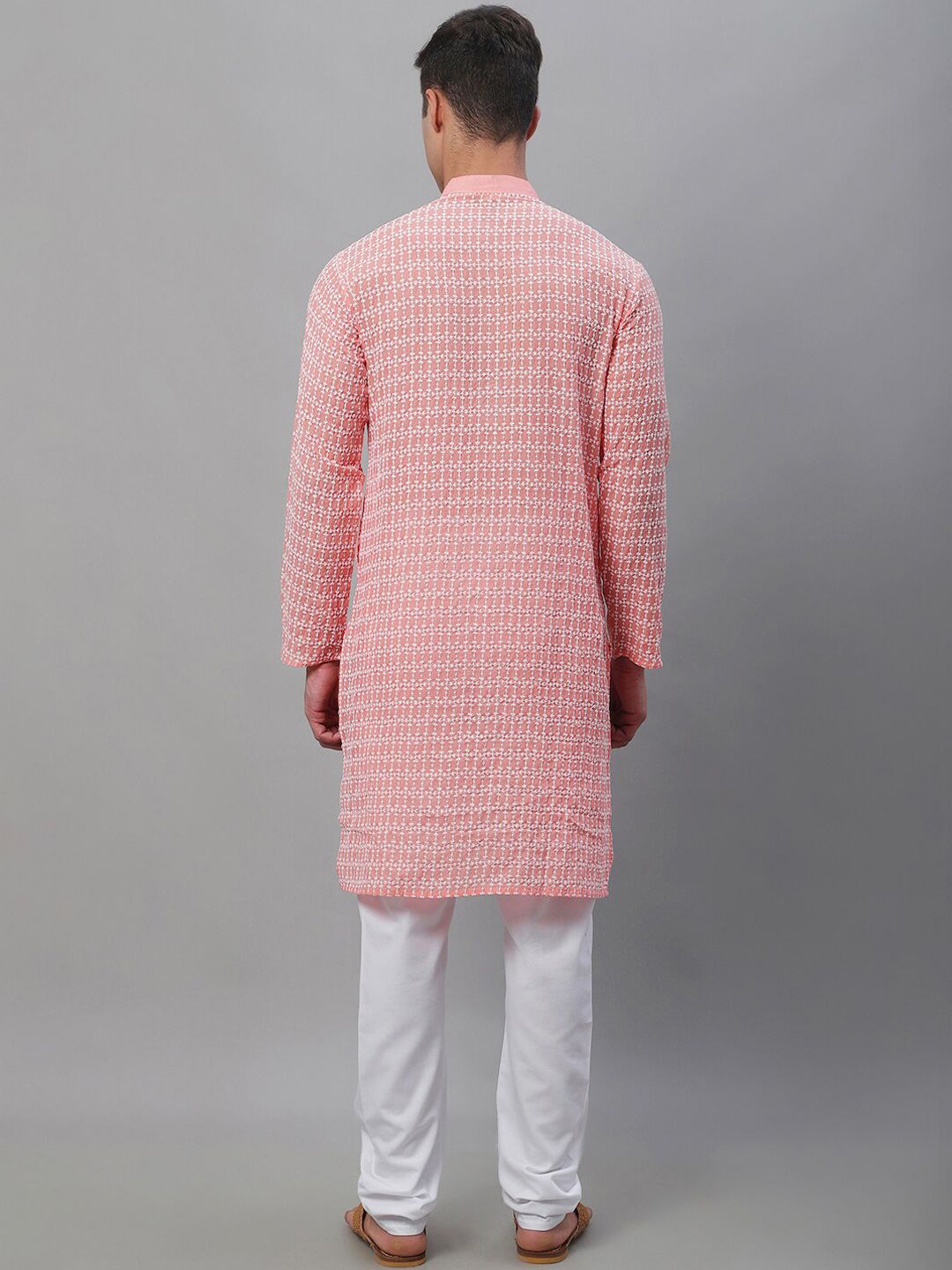 SOJANYA Kurta Kapas Tulen Sulam Geometri Dengan Churidar