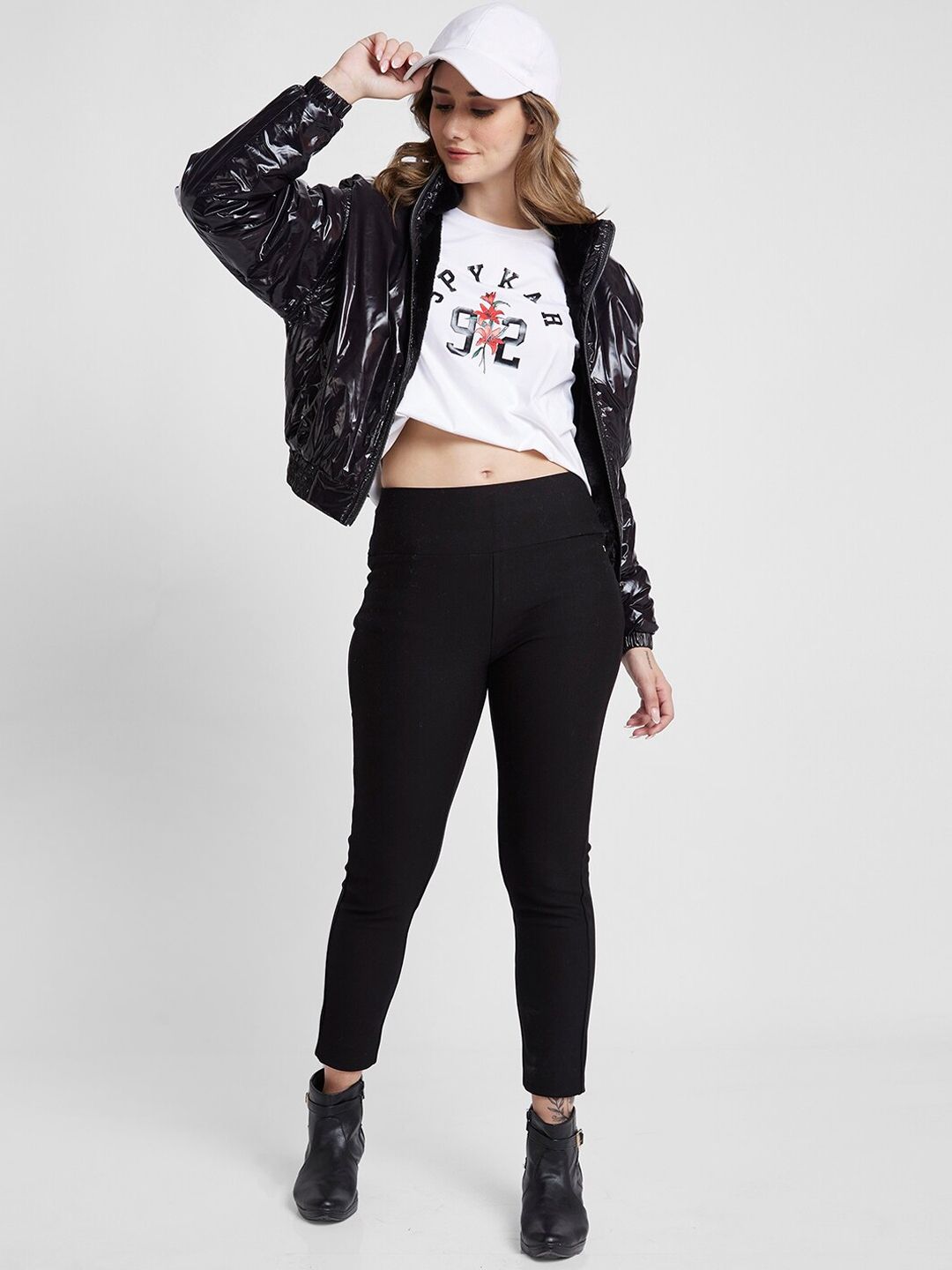 SPYKAR Mock Collar Reversible Bomber Jacket With Faux Fur Trim