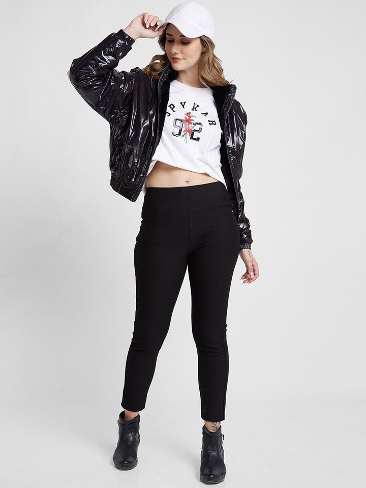 SPYKAR Mock Collar Reversible Bomber Jacket With Faux Fur Trim
