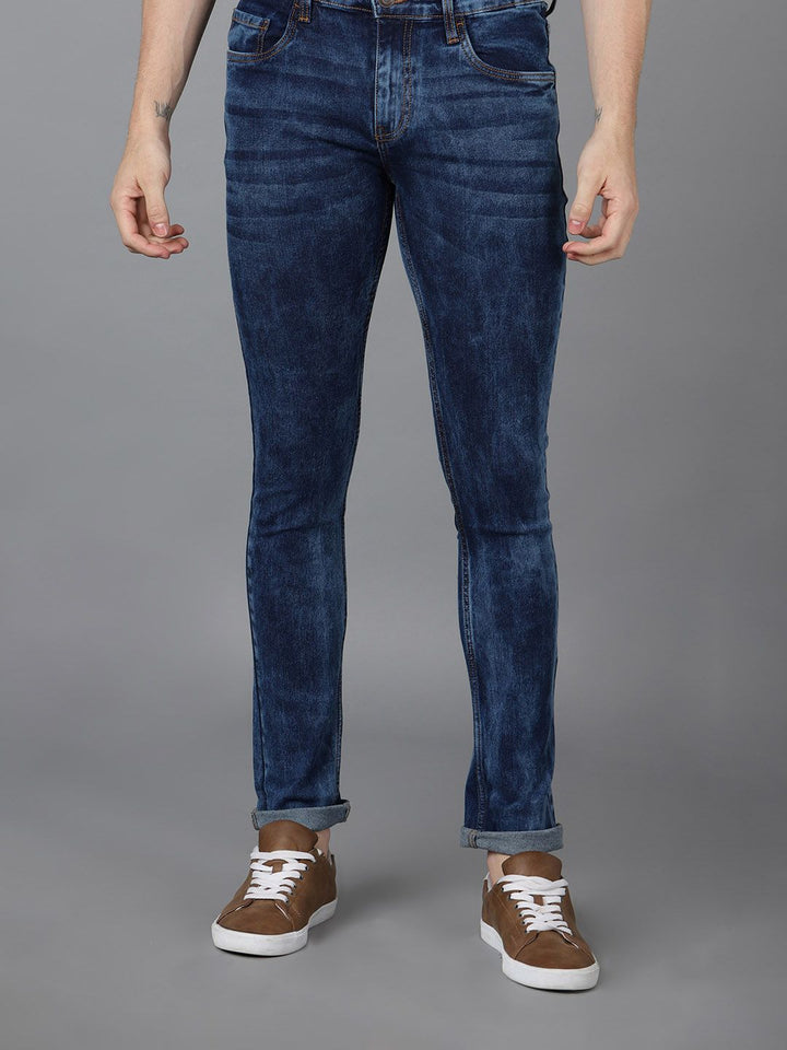 Urbano Fashion Men  Skinny Fit Low Distress Heavy Fade Stretchable Cotton Jeans