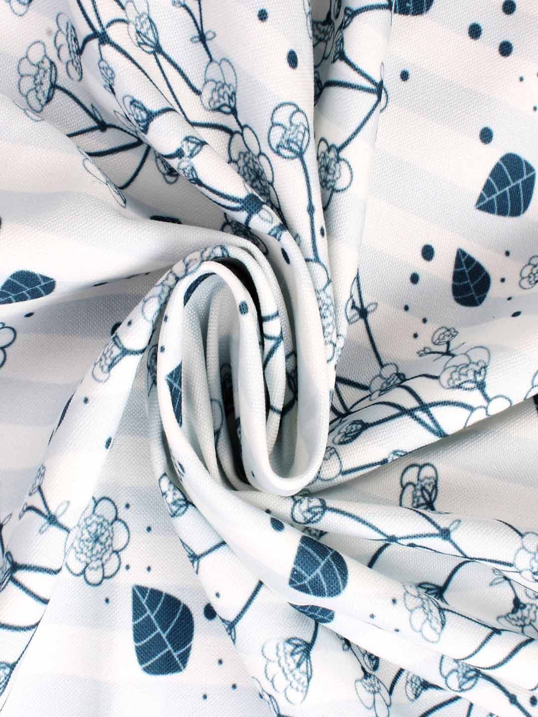 STITCHNEST Blue & White Printed Cotton Rectangular Table Cover
