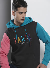 The Indian Garage Co Men Black Embroidered Hooded Sweatshirt