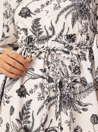 DressBerry Vintage Floral Printed A-line Dress