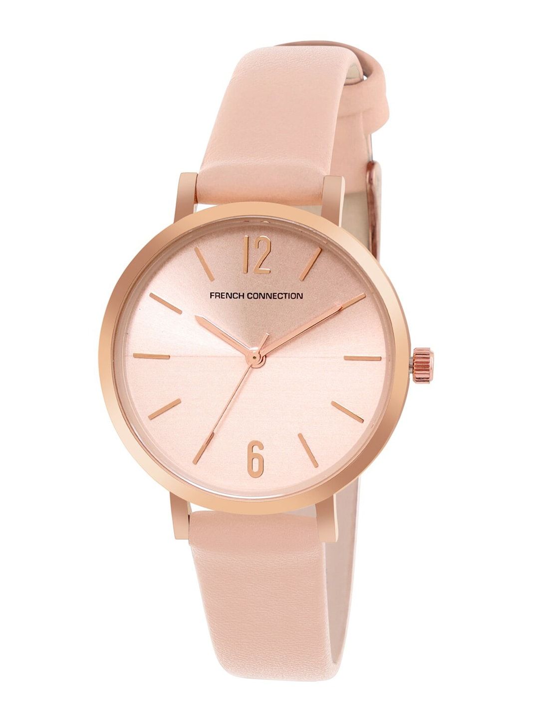 French Connection Women Pink Dial & Pink Leather Straps Analogue Watch FC007C