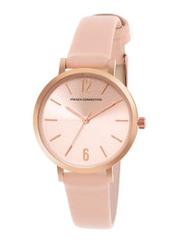 French Connection Women Pink Dial & Pink Leather Straps Analogue Watch FC007C