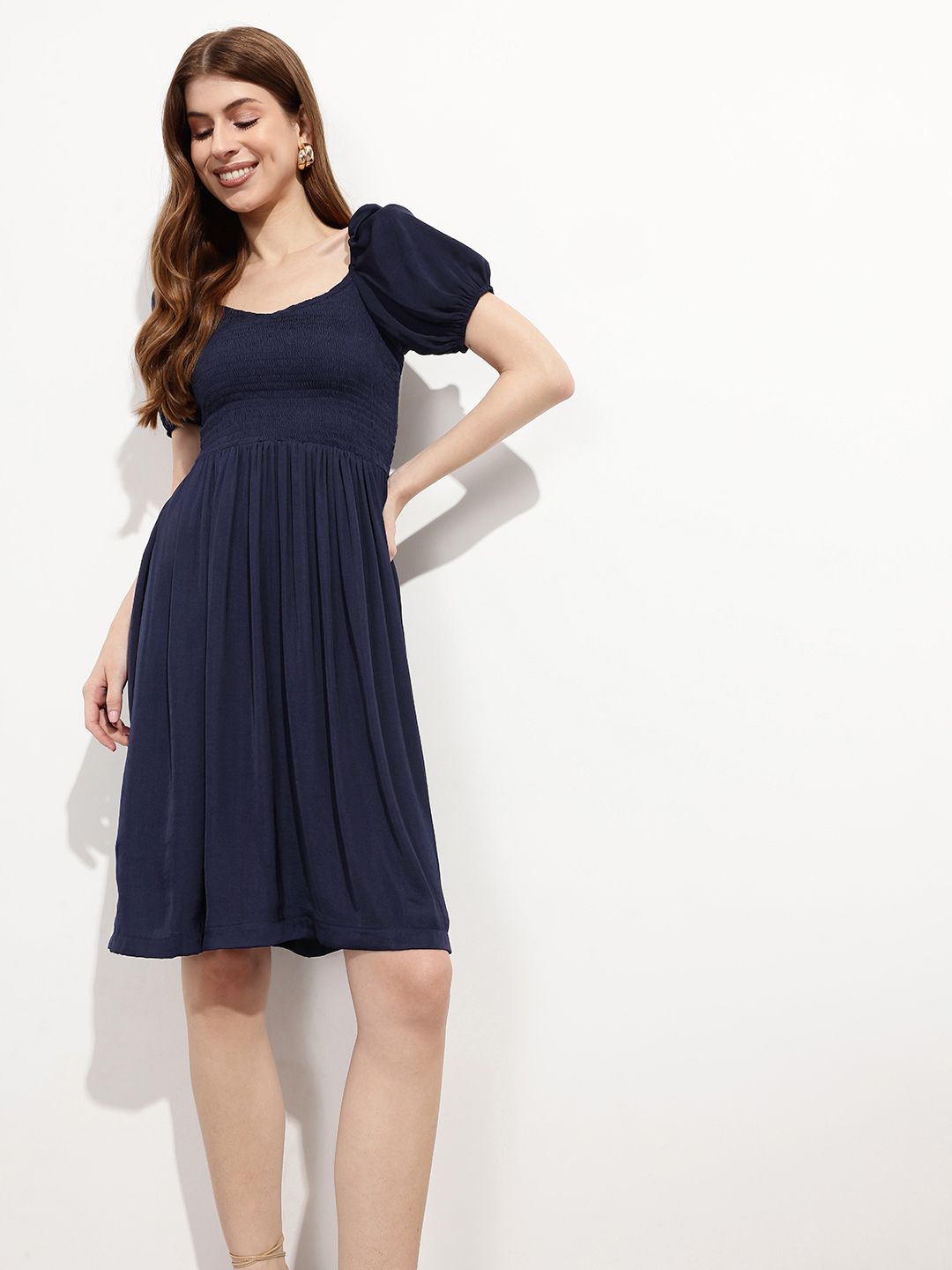 DressBerry Smock & Sway Classy Casual Fit and Flare Dress