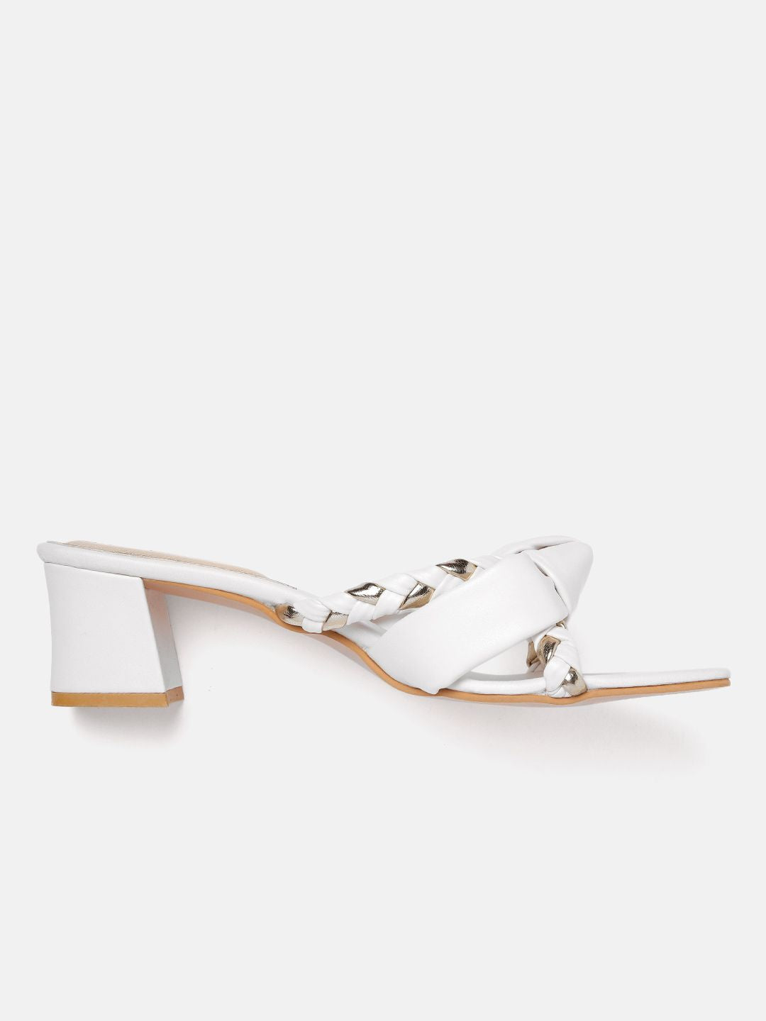 DressBerry Women Braided Block Heels with Knot Detail