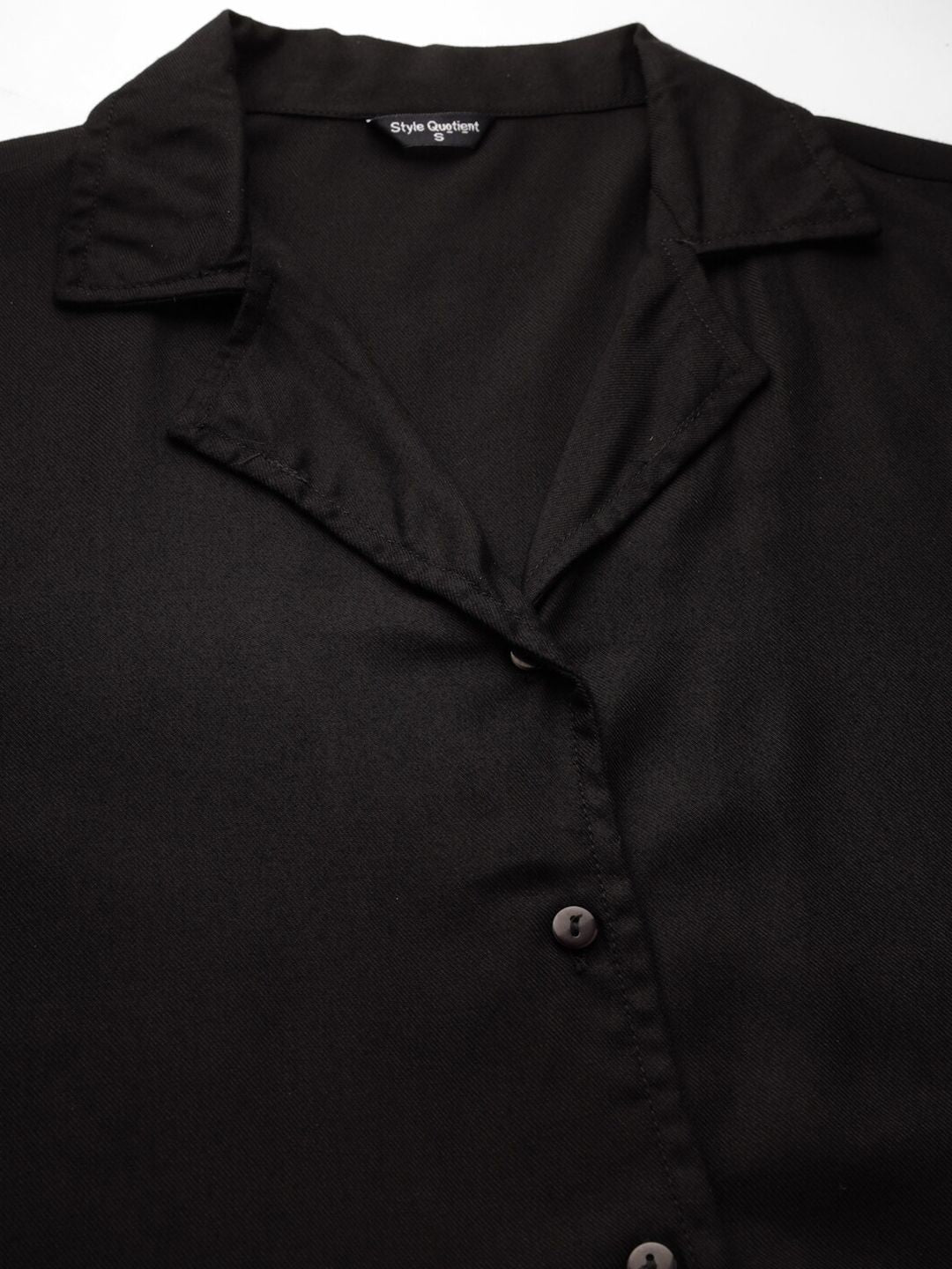 Style Quotient Black Cuban Collar Smart Cotton Formal Shirt