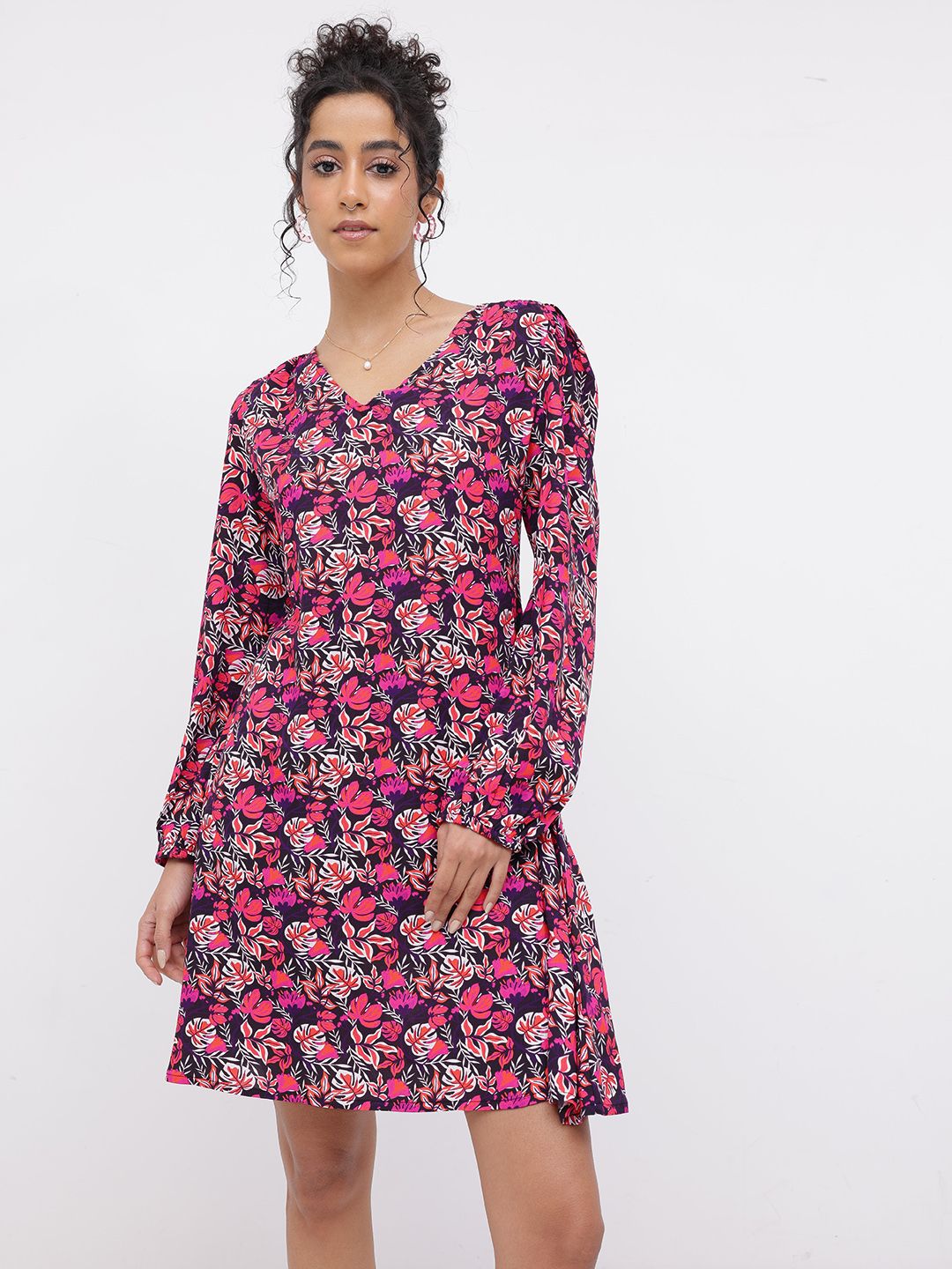 DressBerry Bloomy Confident Floral Printed A-Line Dress