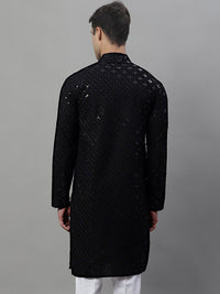 Jompers Mandarin Collar Ethnic Motifs Chikankari Sequined Kurta