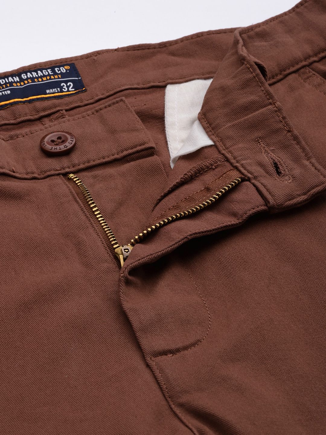 The Indian Garage Co Men Brown Slim Fit Cargos Trousers