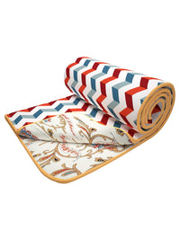 Story@home White & Red Geometric Cotton AC Room 150 GSM Reversible Double Bed Dohar