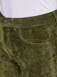 AND Women Olive Green Flared Trousers
