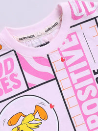 Happy Faces Girls Tweety Printed Pure Cotton T-shirt