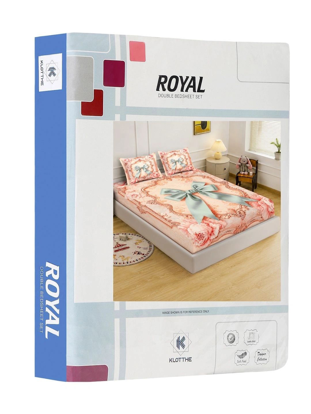 Moda Rapido X KLOTTHE Cadar 400 TC Berwarna Peach & Bunga Biru dengan 2 Sarung Bantal