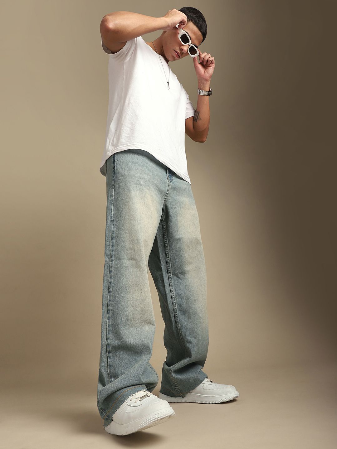 DILLINGER Men Cotton Mid-Rise Loose Relaxed Fit Jeans