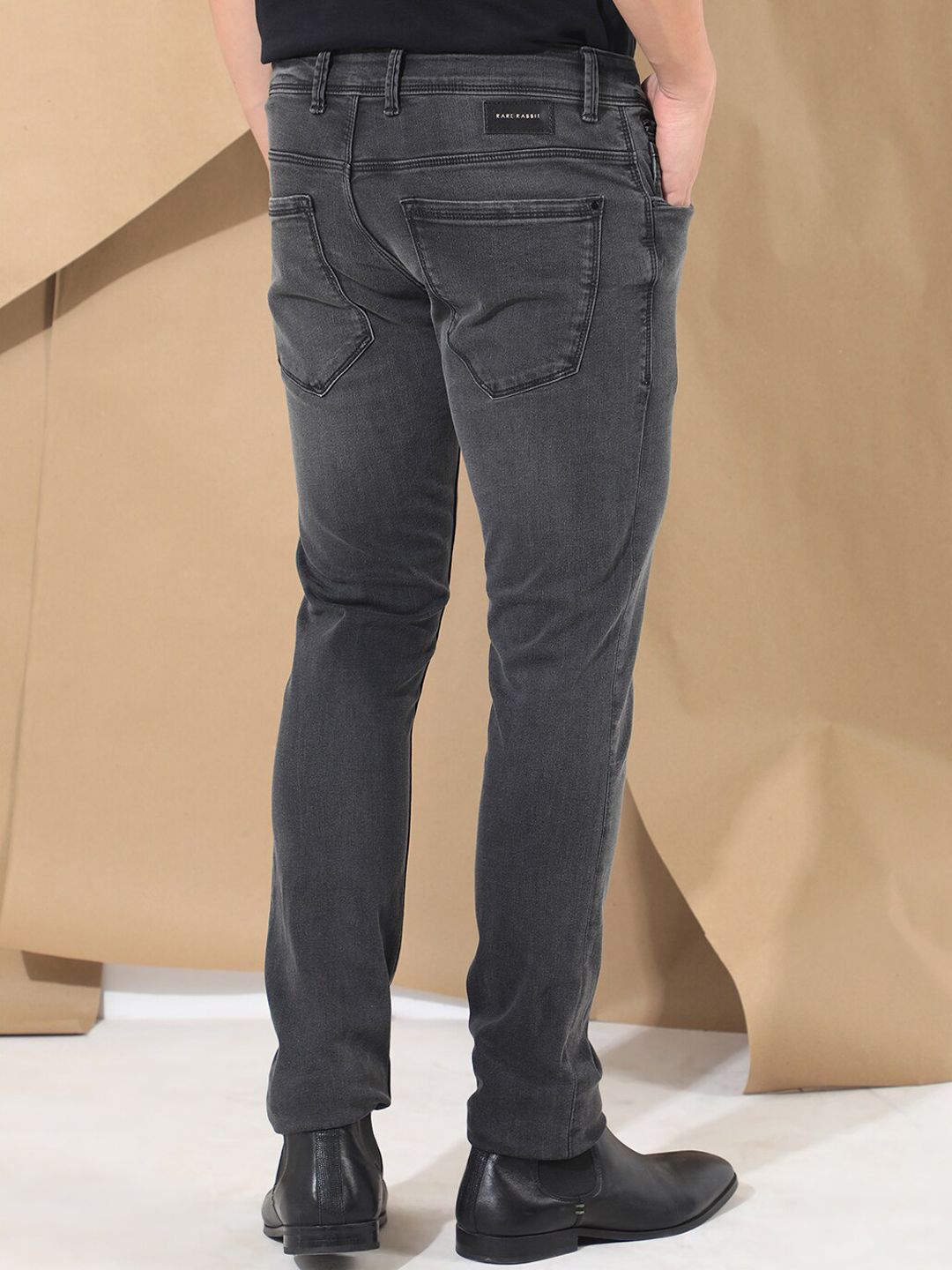 RARE RABBIT Men Veu Mid Rise Slim Fit Cotton Jeans