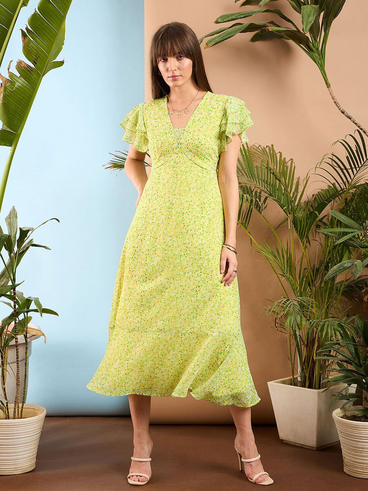 SASSAFRAS Floral A Line Midi Dress
