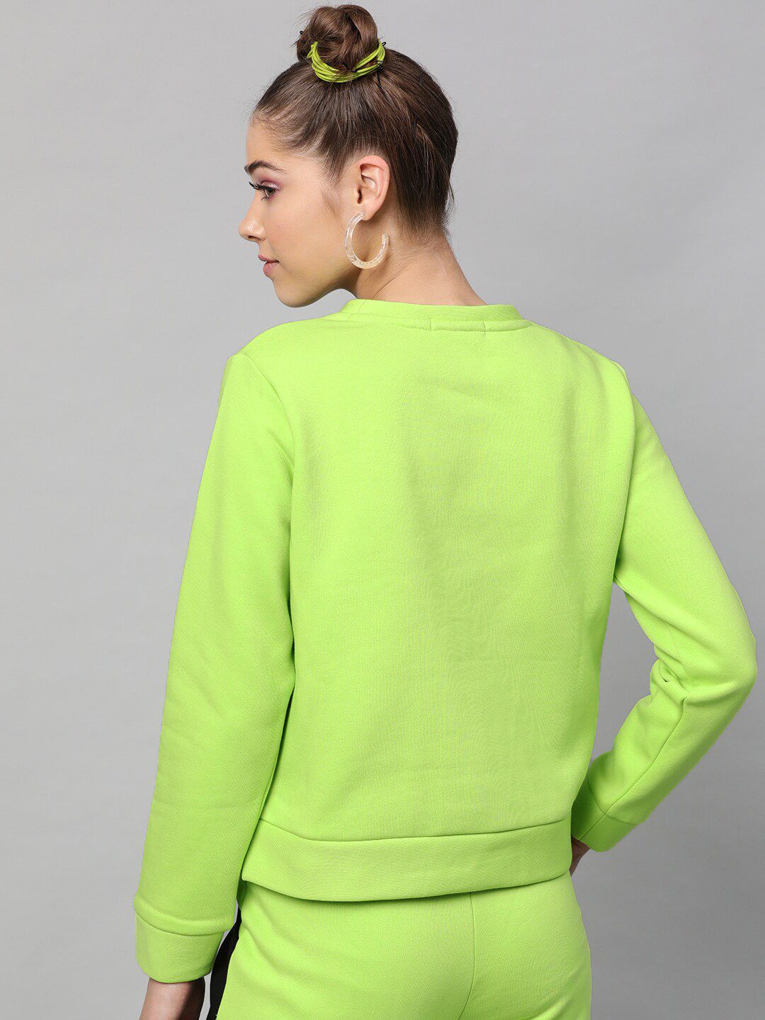 STREET 9 Women Fluorescent Green Printed Sweatshirt