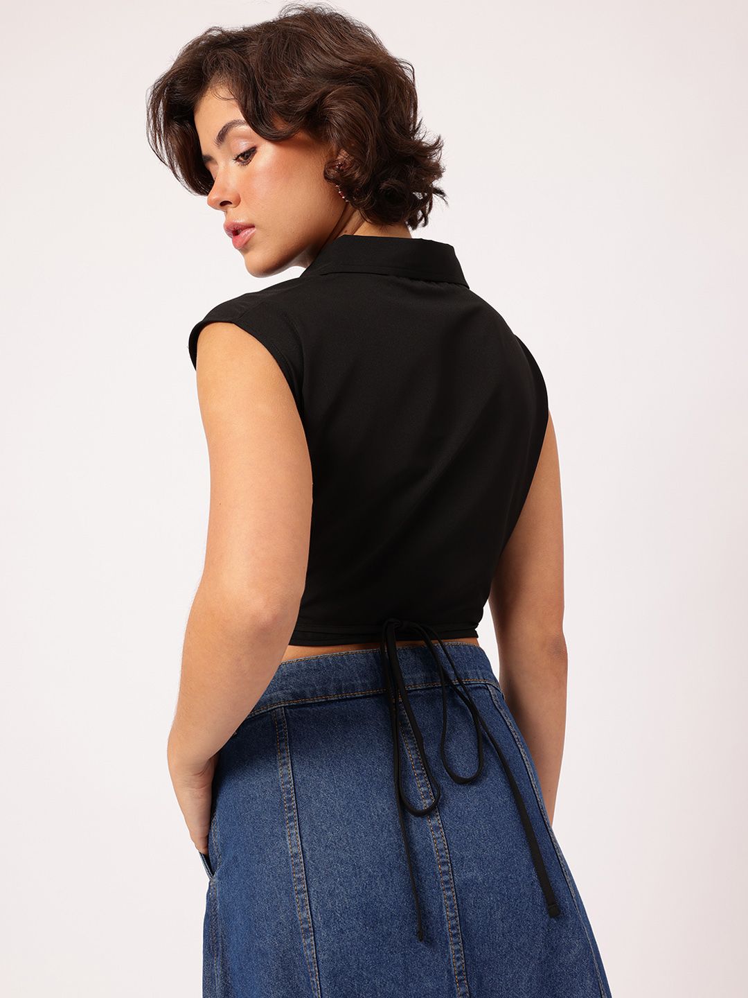 DressBerry Sleeveless Shirt Style Wrap Top