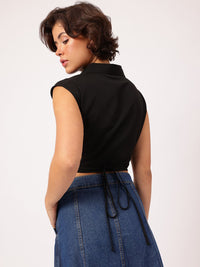 DressBerry Sleeveless Shirt Style Wrap Top
