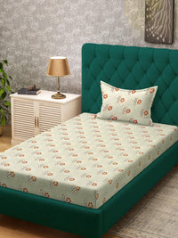 KLOTTHE Yellow Floral Cotton Single Bedsheets