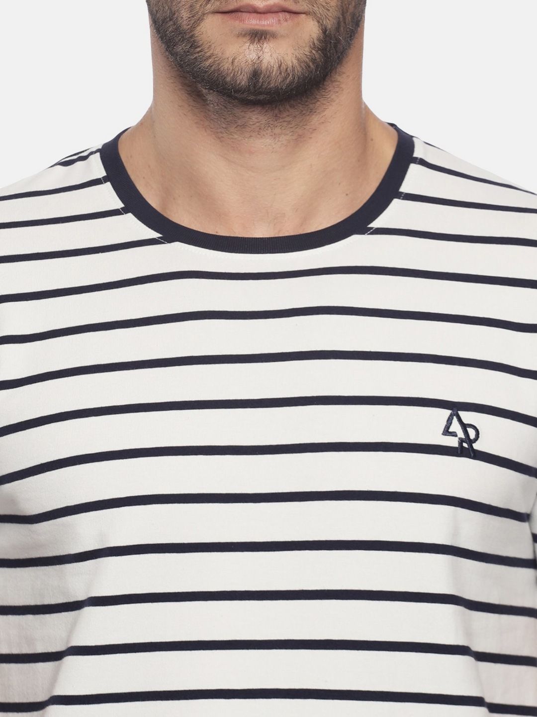 ADRO Men Striped Round Neck Cotton T-shirt