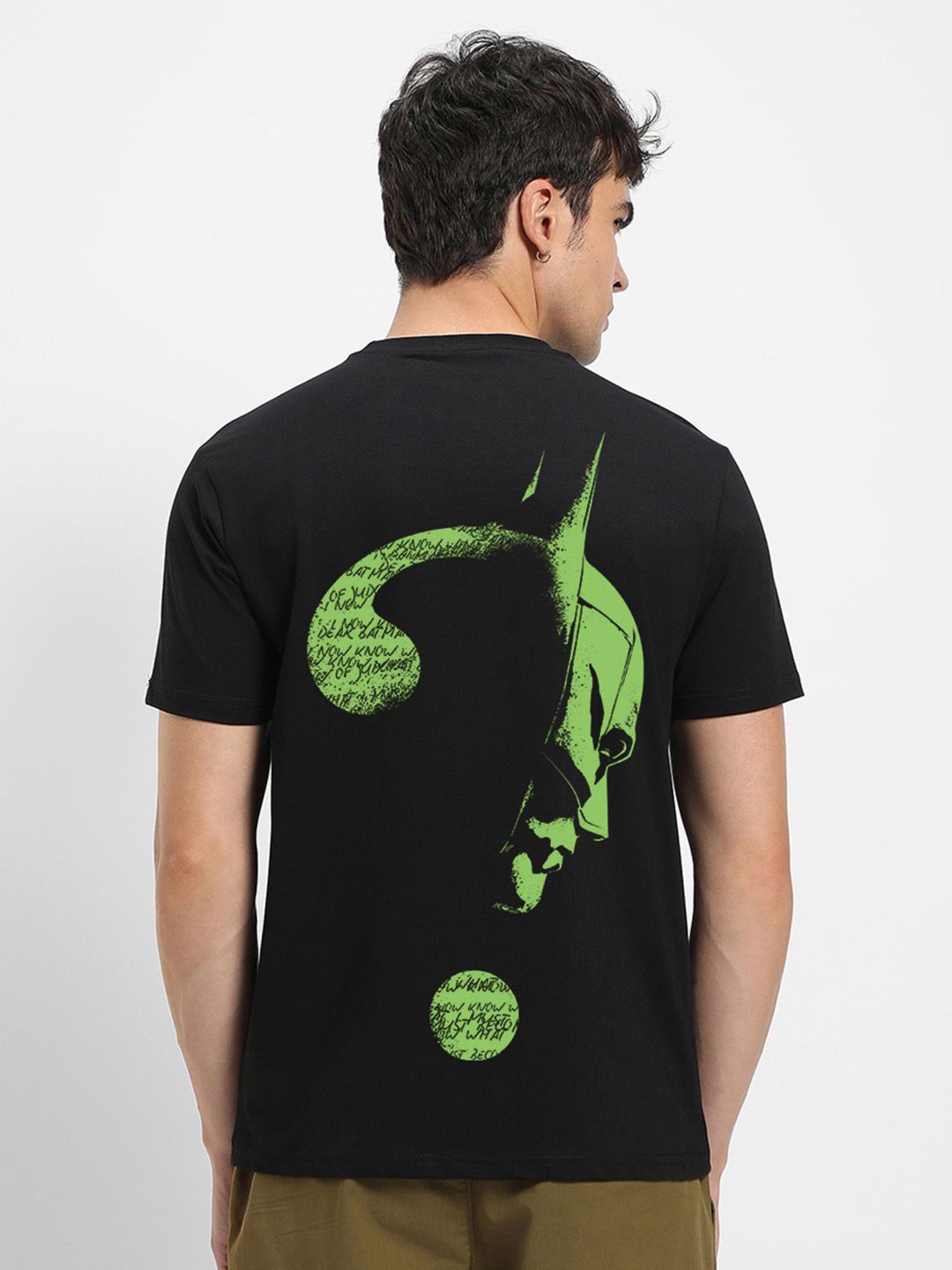 Bewakoof Lelaki Hitam Batman Bercetak T-Shirt Kapas Murni