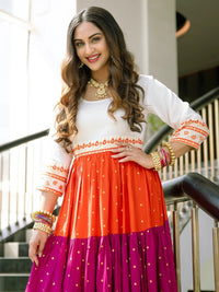 Rustorange Multicolor Colourblocked Tiered Maxi Dress