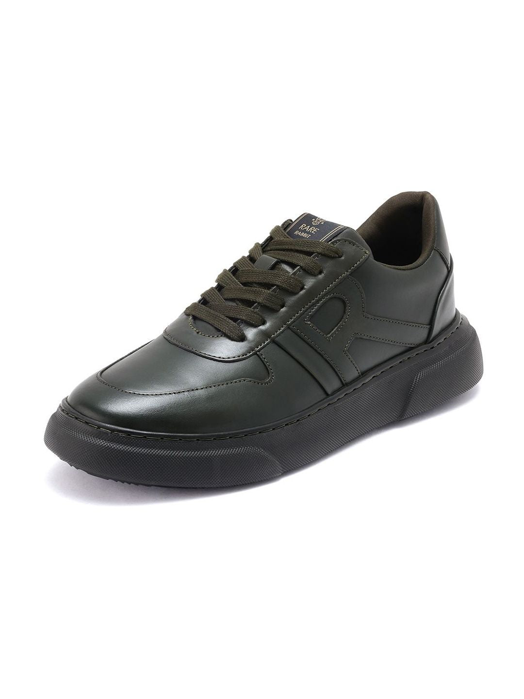 RARE RABBIT Men Leather Round Toe Regular Height Sneakers