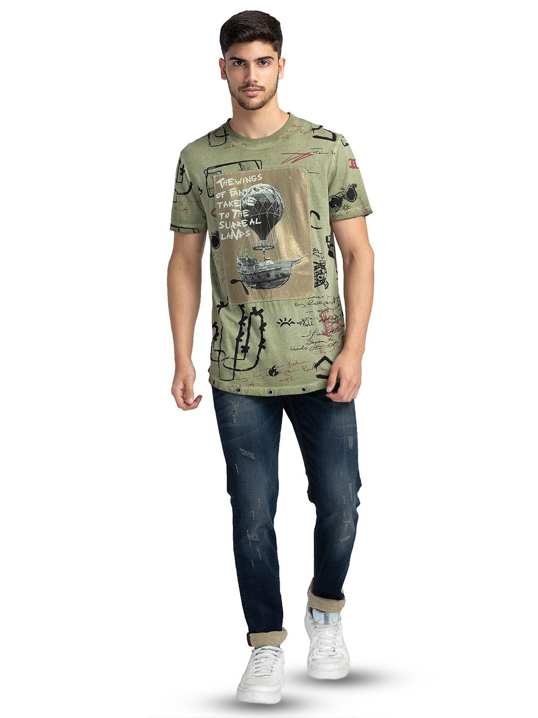 Being Human Slim Fit Graphic Printed Round Neck T-shirt