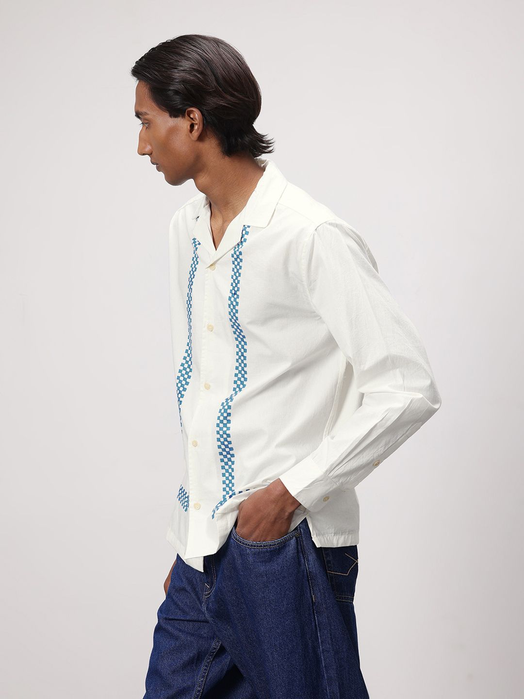 ether Artisan Hand Block Geometric Printed Casual Shirt