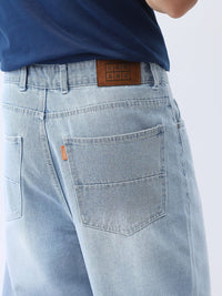 Urbano Fashion Men Ice Blue Loose Baggy Fit Washed Non-Stretchable Jeans