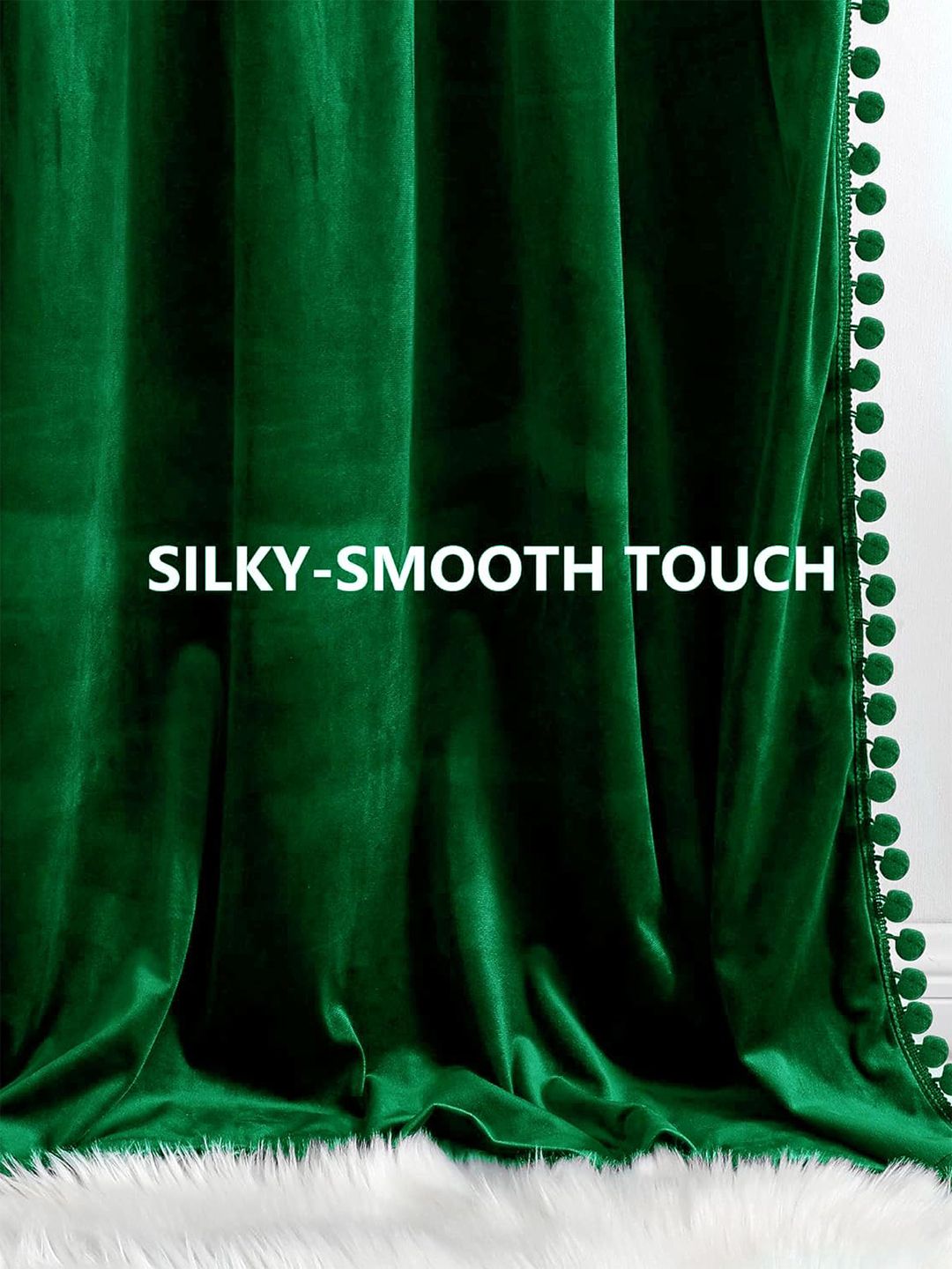 STITCHNEST Set of 2 Green Solid 5 feet Curtain