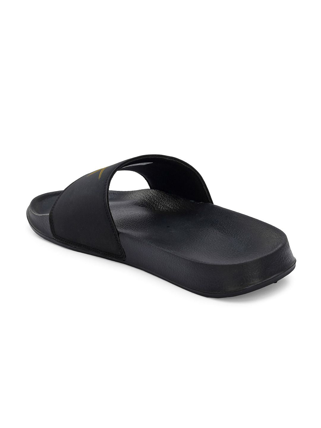 HRX by Hrithik Roshan Women Black & Gold-Toned Printed Sliders