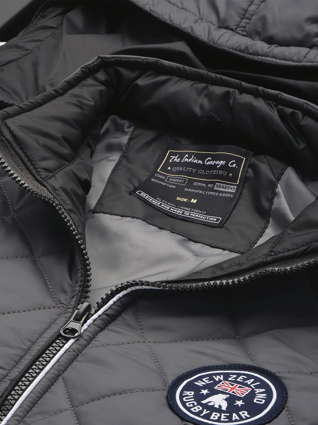 The Indian Garage Co Men Solid Puffer Jacket with Detachable Hood