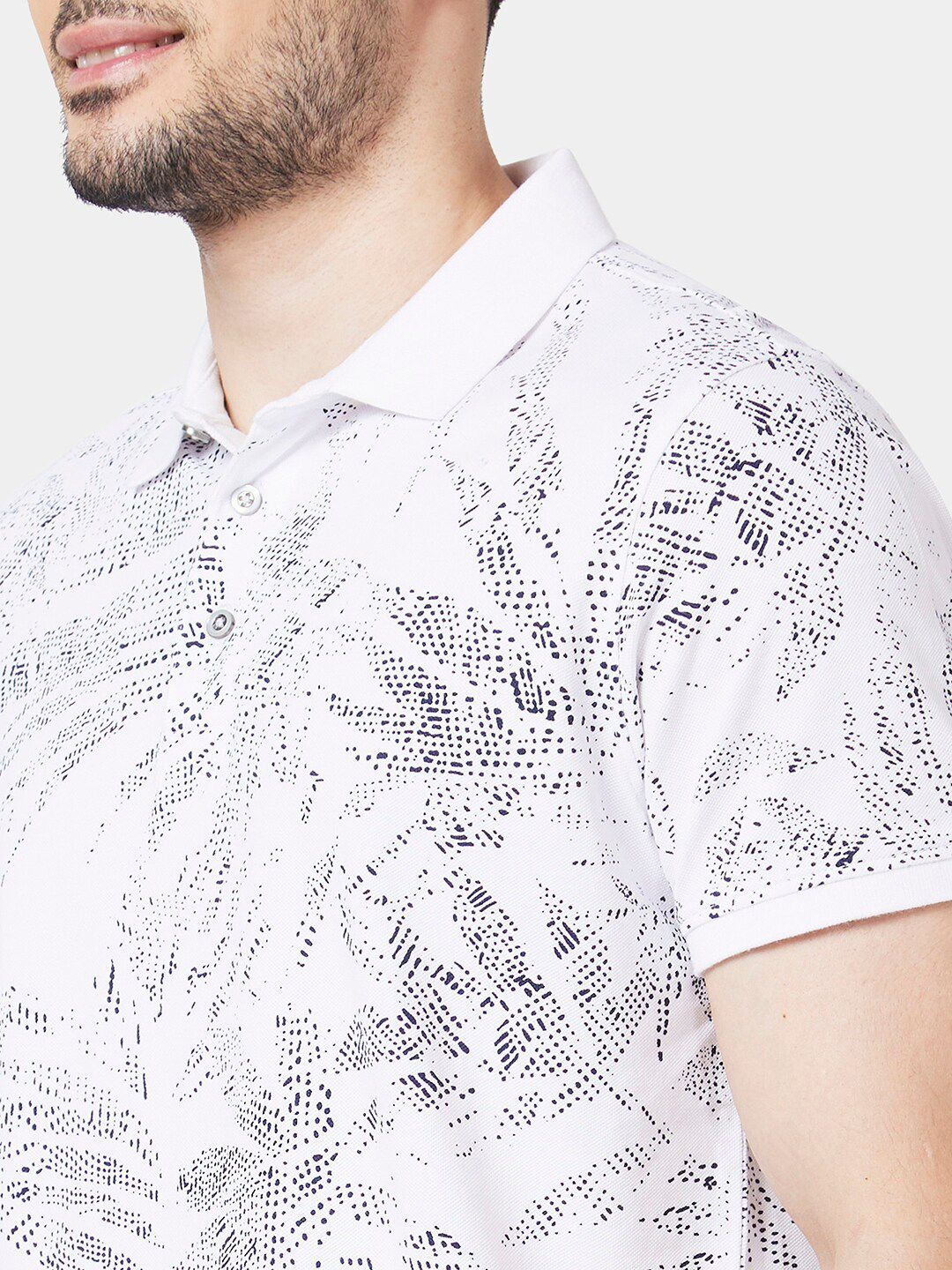 SPYKAR Floral Printed Polo Collar Cotton T-Shirt