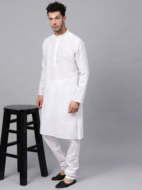 SOJANYA Men White Solid Straight Kurta
