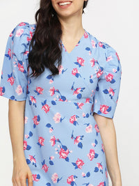 Tokyo Talkies Blue & Pink Floral Dress