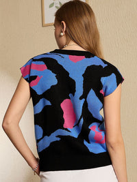 Berrylush Women V-Neck Self Design Sweater Vest