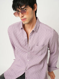 VASTRADO Men Classic Cutaway Collar Textured Slim Fit Casual Shirt